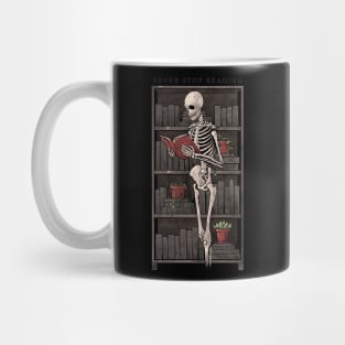 Never Stop Reading - Death Skull Book Gift Mug